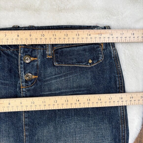 Volcom Mini Skirt 5 Y2K Dark Wash Button-Fly Denim Blue Women's - Picture 7 of 10